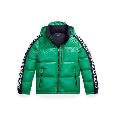 Boy's Logo-Tape Hooded Down Jacket