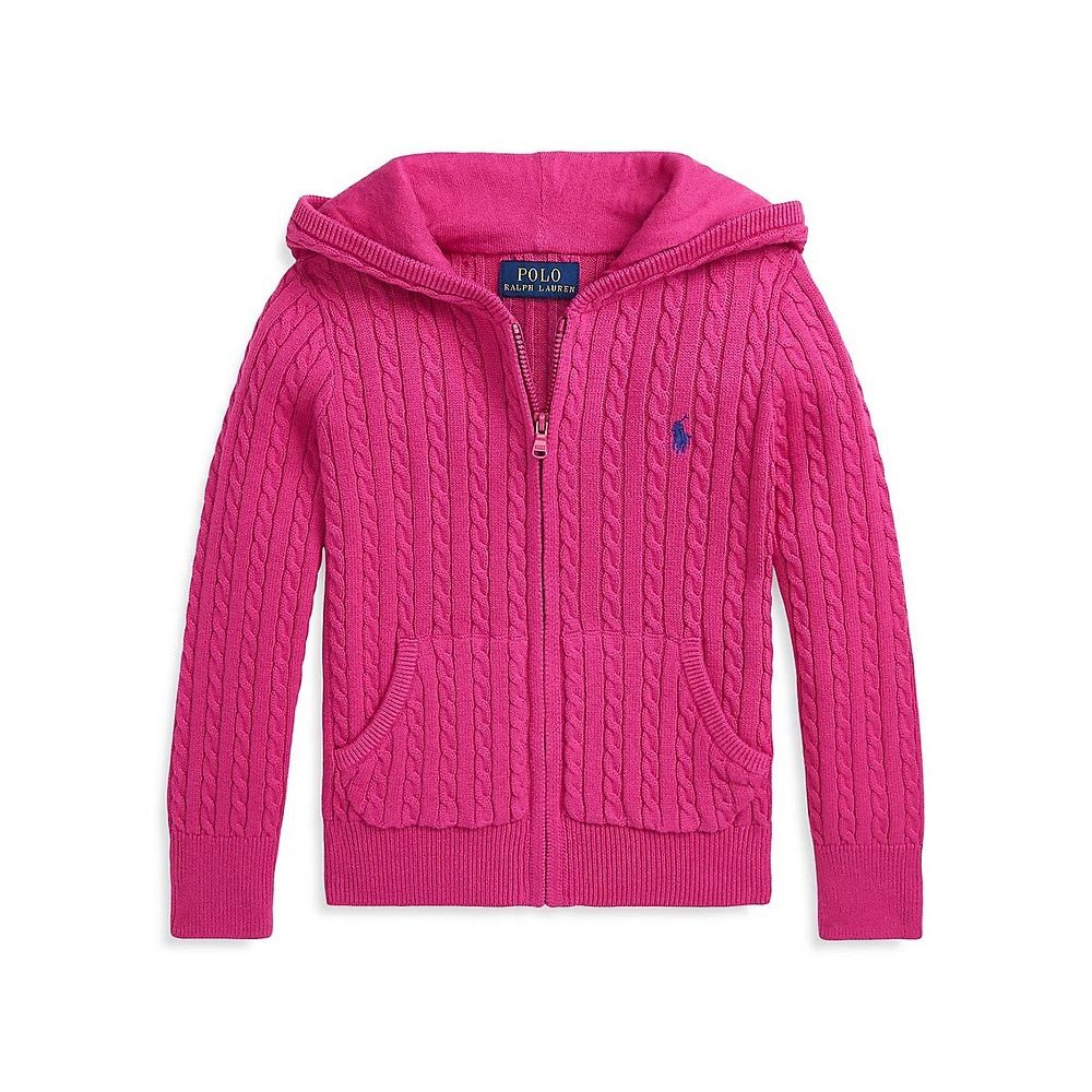 Little Girl's Mini-Cable Knit Full-Zip Hoodie