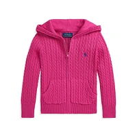 Little Girl's Mini-Cable Knit Full-Zip Hoodie