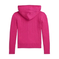 Girl's Mini-Cable Cotton Full-Zip Hoodie