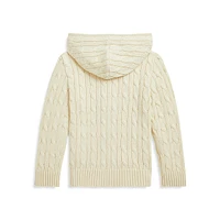 Little Boy's Cotton Cable-Knit Full-Zip Sweater