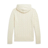 Boy's Cable-Knit Cotton Full-Zip Hooded Sweater