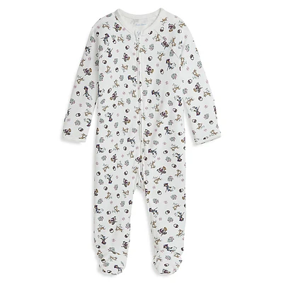 Baby Girl's Polo Bear Cotton Footed Coverall