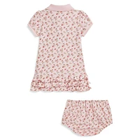 Baby Girl's Floral Soft Cotton Polo Dress & Bloomer