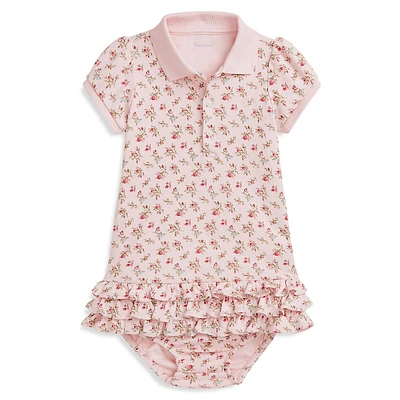 Baby Girl's Floral Soft Cotton Polo Dress & Bloomer