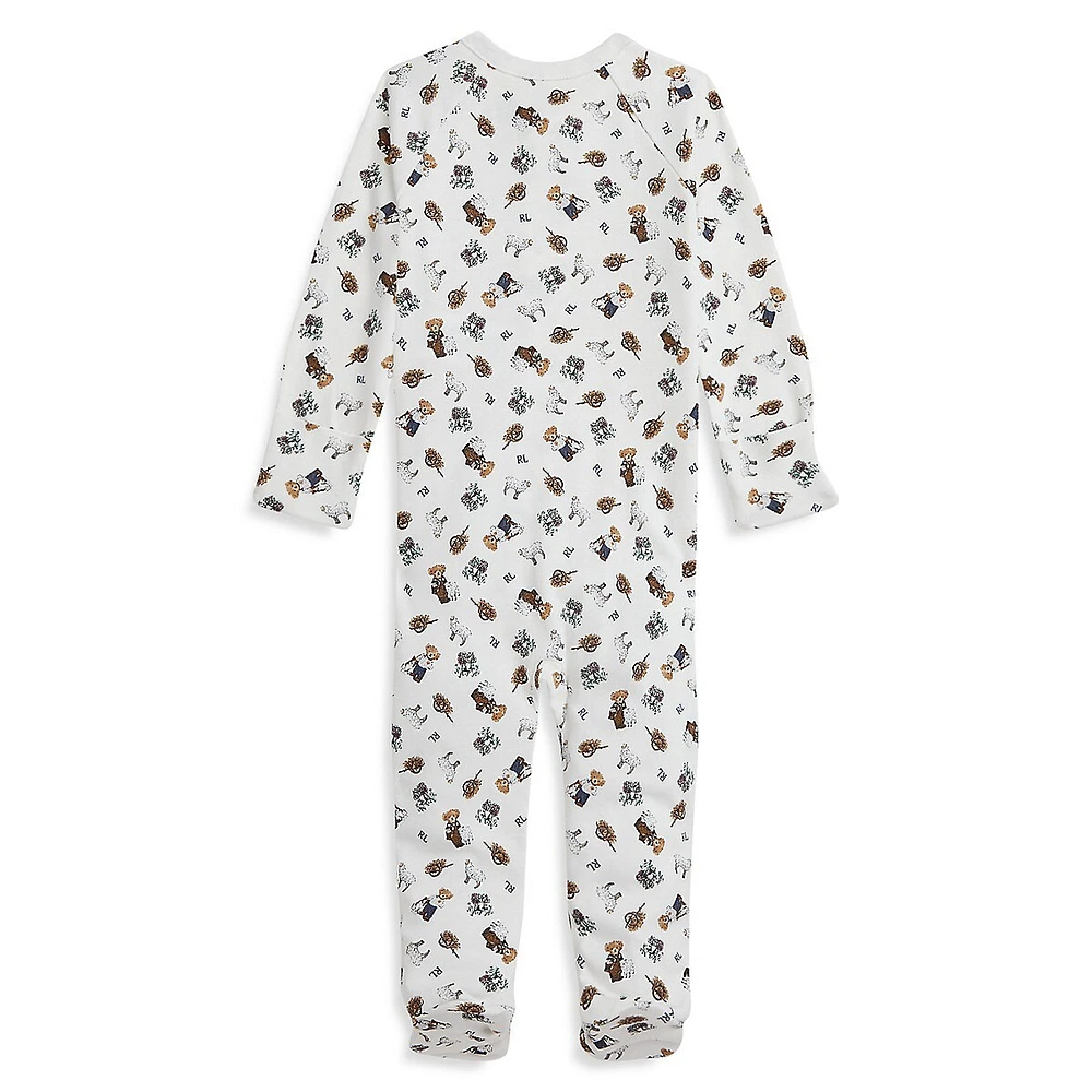 Baby Boy's Polo Bear Cotton Footed Zip Coveralls