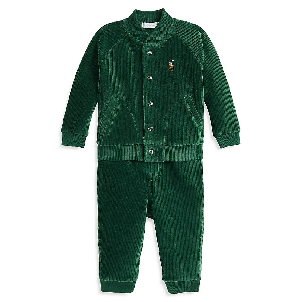 Baby Boy's 2-Piece Corduroy Baseball Jacket & Joggers