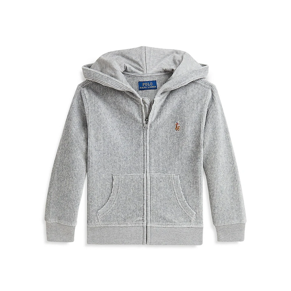 Little Boy's Knit Corduroy Full-Zip Hoodie