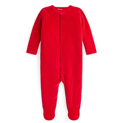 Baby's One-Piece Velour Footie