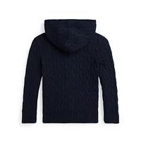 Little Boy's Cotton Cable-Knit Full-Zip Sweater