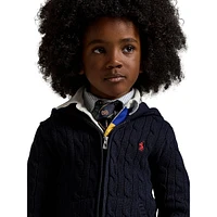 Little Boy's Cotton Cable-Knit Full-Zip Sweater