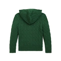 Little Boy's Cotton Cable-Knit Full-Zip Sweater