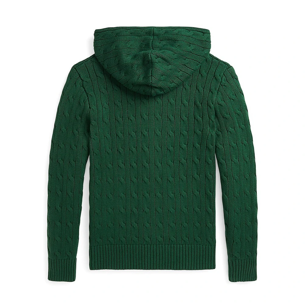 Boy's Cotton Cable-Knit Full-Zip Sweater