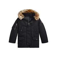 Little Boy's Faux Fur-Trim Hooded Down Parka