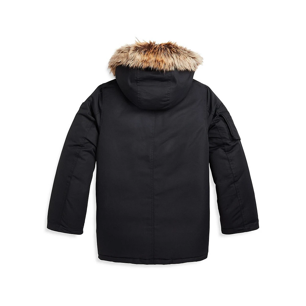 Boy's Faux Fur-Trim Hooded Down Parka