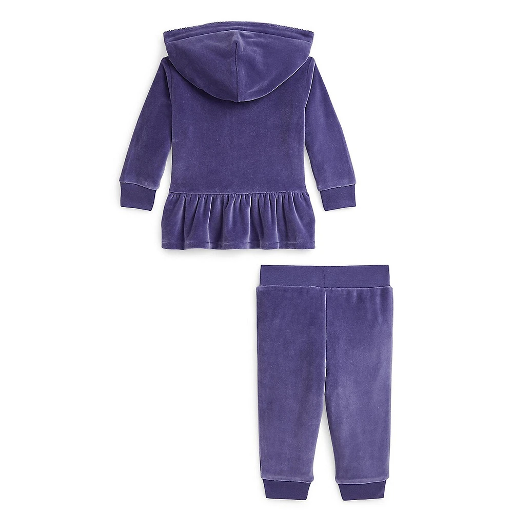 Baby Girl's 2-Piece Velour Hoodie & Jogger Pant Set