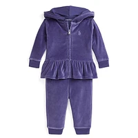 Baby Girl's 2-Piece Velour Hoodie & Jogger Pant Set