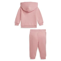 Baby Girl's 2-Piece Picot Fleece Hoodie & Joggers Set