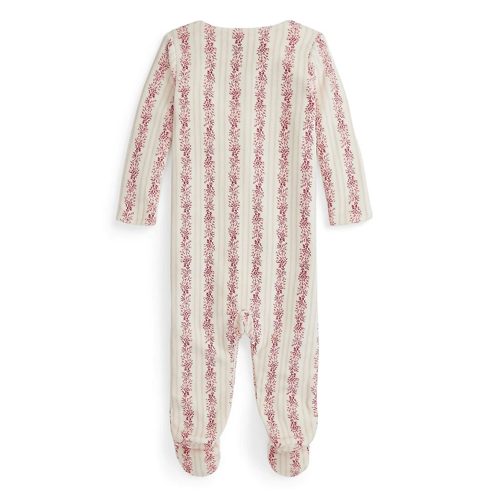 Baby Girl's Floral Velour Footed Coverall