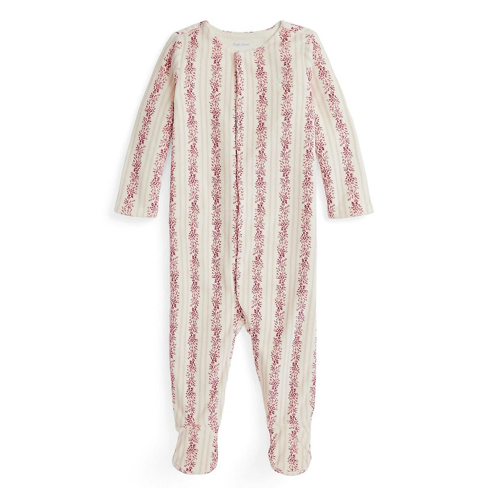 Baby Girl's Floral Velour Footed Coverall