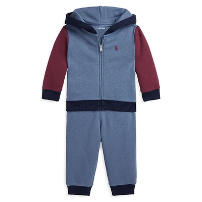 Baby Boy's 2-Piece Colourblocked Fleece Hoodie & Pants Set