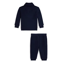 Baby Boy's 2-Piece Ribbed Shawl-Collar Top & Joggers Set