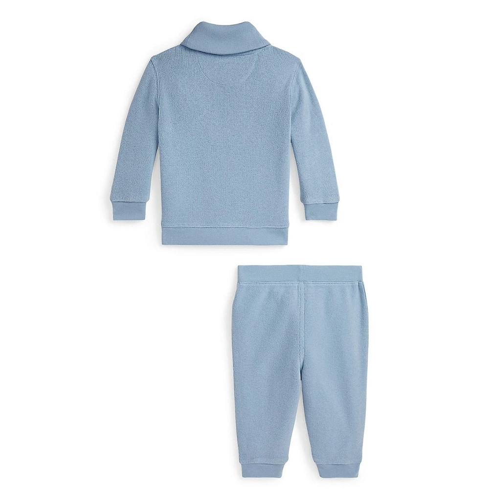 Baby Boy's 2-Piece French-Rib Shawl-Collar Pullover & Joggers Set