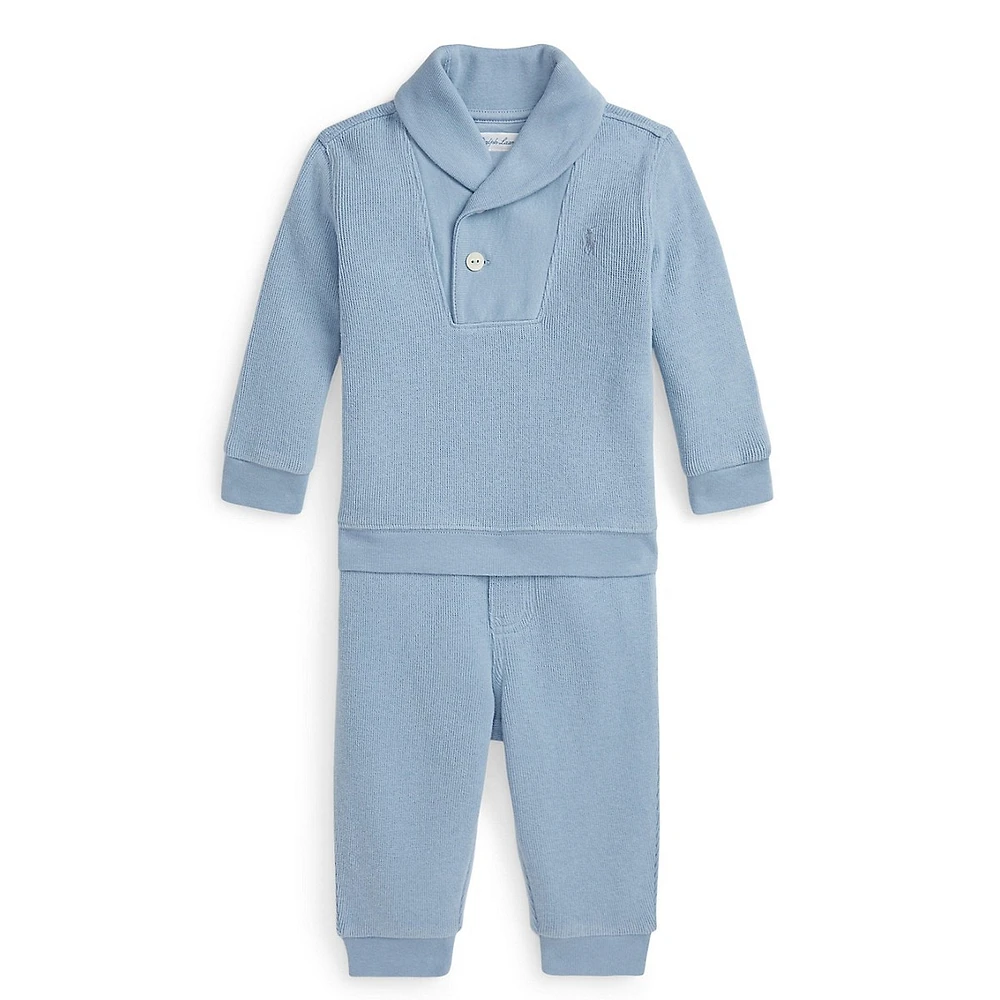 Baby Boy's 2-Piece French-Rib Shawl-Collar Pullover & Joggers Set