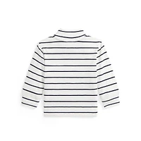 Baby Boy's Quarter-Zip Striped Cotton Pullover