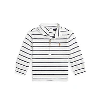 Baby Boy's Quarter-Zip Striped Cotton Pullover