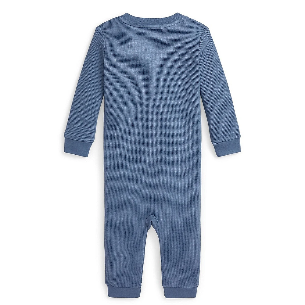 Baby Boy's Waffle-Knit Henley Coveralls