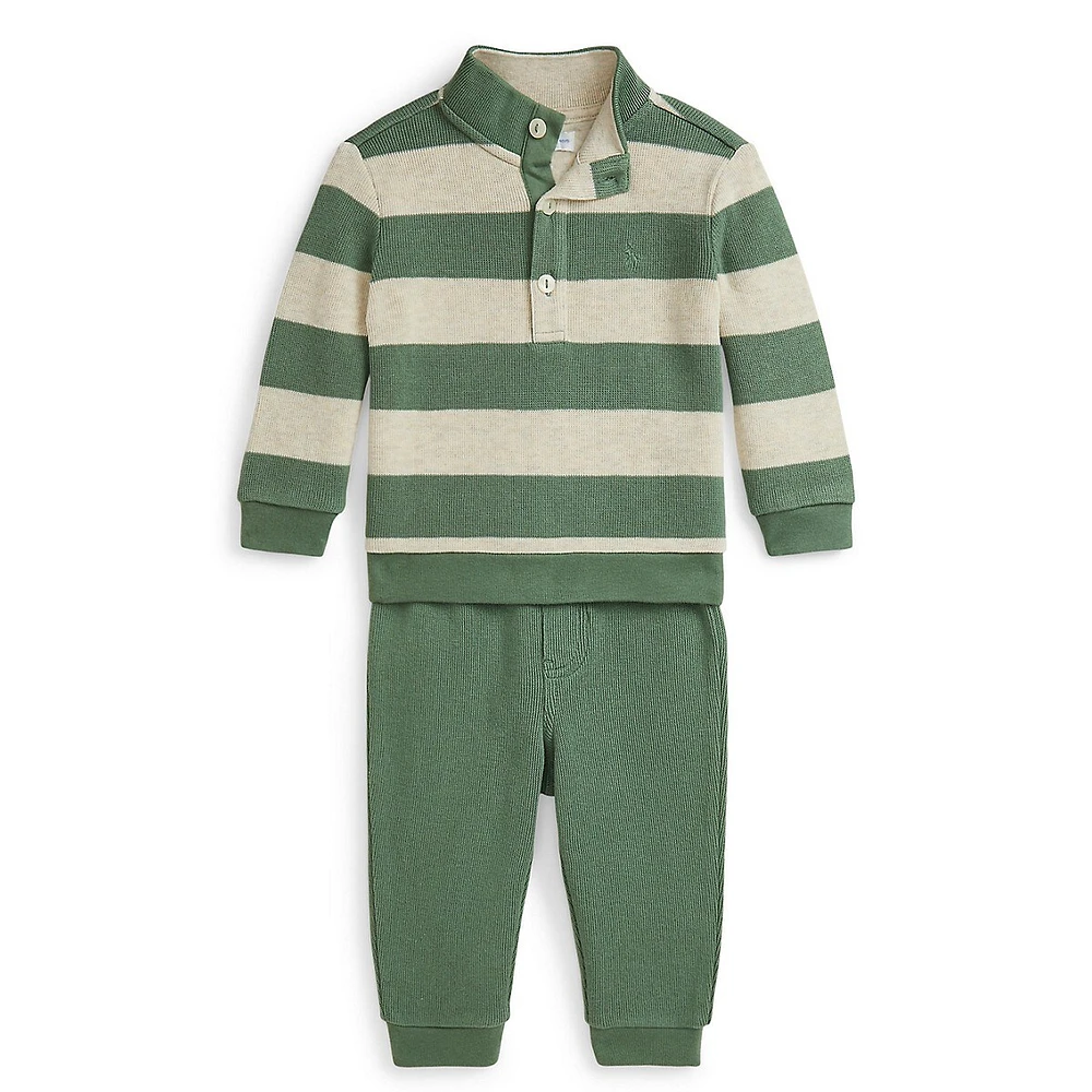 Baby Boy's 2-Piece Striped Top & Solid Joggers Set