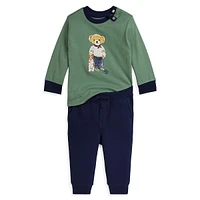 Baby Boy's 2-Piece Polo Bear Long-Sleeve T-Shirt & Joggers Set