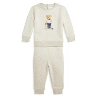 ​Baby Boy's 2-Piece Polo Bear Fleece Sweatshirt & Pants Set