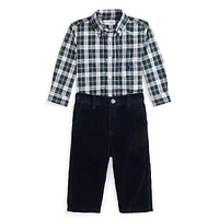 Baby Boy's 2-Piece Plaid Shirt & Corduroy Pants Set