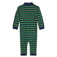 Baby Boy's Striped Cotton Polo Coveralls