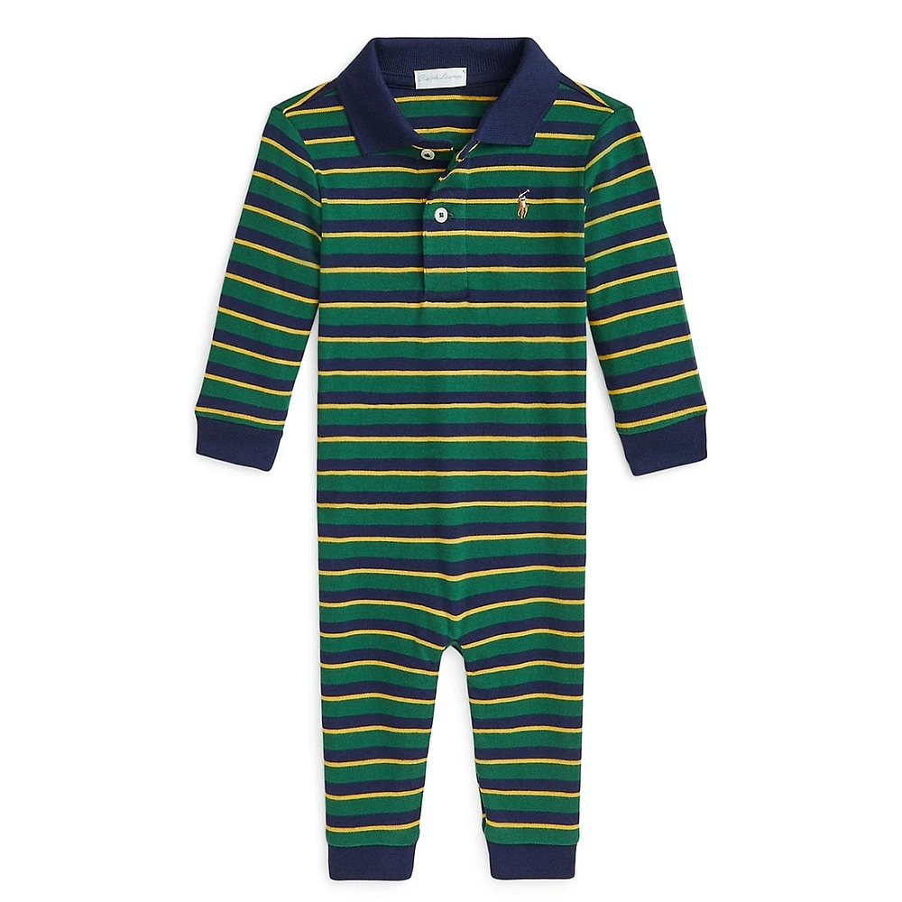 Baby Boy's Striped Cotton Polo Coveralls