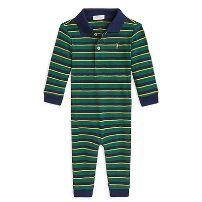 Baby Boy's Striped Cotton Polo Coveralls