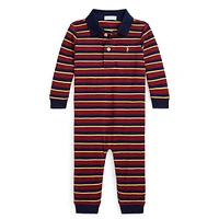 Baby Boy's Striped Cotton Polo Coveralls