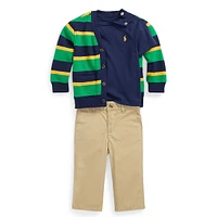 Baby Boy's 3-Piece Cardigan, T-Shirt & Chino Pants Set