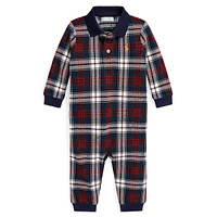 Baby Boy's Plaid Mesh Polo Coverall