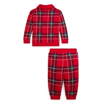 Baby's 2-Piece Plaid Fleece Pullover & Joggers Set