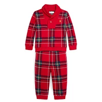 Baby's 2-Piece Plaid Fleece Pullover & Joggers Set