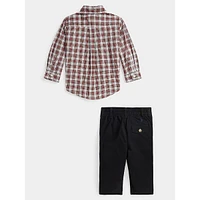 Baby Boy's 2-Piece Plaid Poplin Shirt & Chino Pants Set