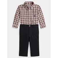 Baby Boy's 2-Piece Plaid Poplin Shirt & Chino Pants Set