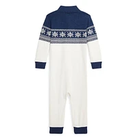 Baby's Snowflake One-Piece Interlock Knit Footie