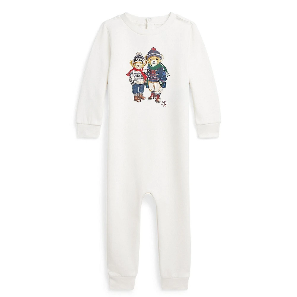 Baby's Polo Bear-Print One-Piece Fleece Footie