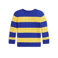 Little Boy's Striped Cable-Knit Sweater