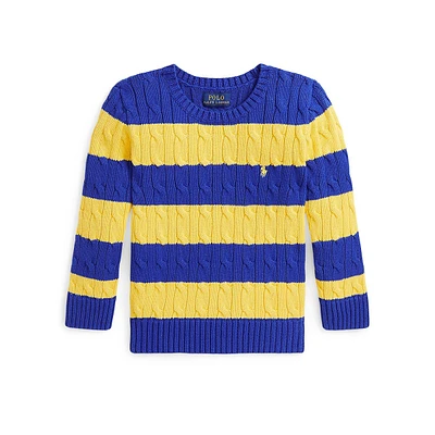 Little Boy's Striped Cable-Knit Sweater