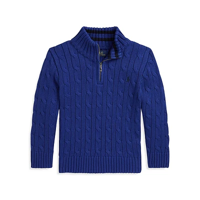 Little Boy's Cable-Knit Quarter-Zip Sweater